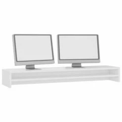 VidaXL Support de moniteur Blanc brillant 100 x 24 x 13 cm Aggloméré -Autres Soldes image 3 800339