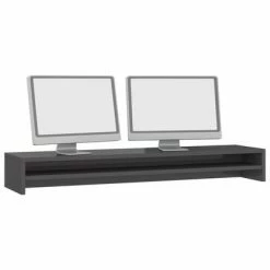 VidaXL Support de moniteur Gris brillant 100 x 24 x 13 cm Aggloméré -Autres Soldes image 3 800341