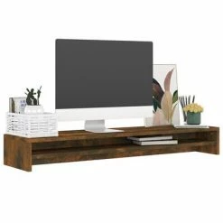VidaXL Support de moniteur Chêne fumé 100x24x13 cm Bois d'ingénierie -Autres Soldes image 3 815291