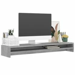 VidaXL Support de moniteur Sonoma gris 100x24x13 cm Bois d'ingénierie -Autres Soldes image 3 815292