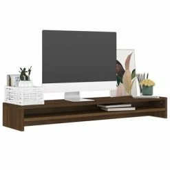 VidaXL Support de moniteur Chêne marron 100x24x13 cm Bois d'ingénierie -Autres Soldes image 3 815293