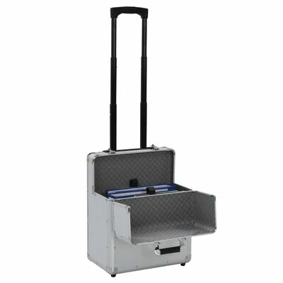 VidaXL Valise de pilote 39 x 47 x 25 cm Argenté Aluminium 3 VidaXL Valise de pilote 39 x 47 x 25 cm Argenté Aluminium – Image 3