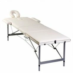 VidaXL Table pliable de massage Blanc crème 3 zones cadre en aluminium -Autres Soldes image 4 110089