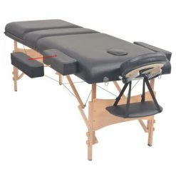 VidaXL Table de massage pliable à 3 zones 10 cm d'épaisseur Noir -Autres Soldes image 4 110153
