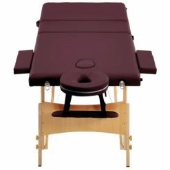 VidaXL Table de massage pliable 3 zones Bois Violet vin 9 VidaXL Table de massage pliable 3 zones Bois Violet vin -Autres Soldes image 4 110190