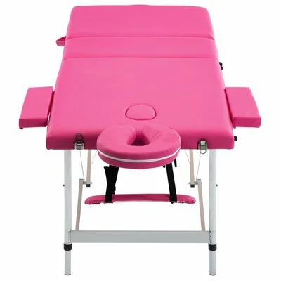 VidaXL Table de massage pliable 3 zones Aluminium Rose 4 VidaXL Table de massage pliable 3 zones Aluminium Rose – Image 4