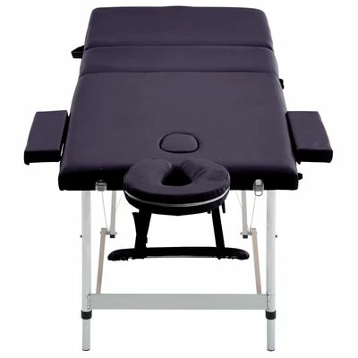 VidaXL Table de massage pliable 3 zones Aluminium Violet 4 VidaXL Table de massage pliable 3 zones Aluminium Violet – Image 4