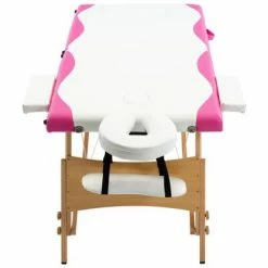 VidaXL Table de massage pliable 2 zones Bois Blanc et rose -Autres Soldes image 4 110210