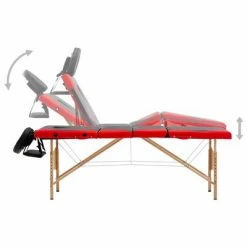 VidaXL Table de massage pliable 4 zones Bois Noir et rouge -Autres Soldes image 4 110222