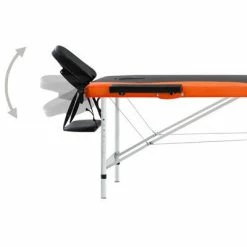 VidaXL Table de massage pliable 2 zones Aluminium Noir et orange -Autres Soldes image 4 110227