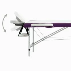 VidaXL Table de massage pliable 2 zones Aluminium Blanc et violet -Autres Soldes image 4 110233