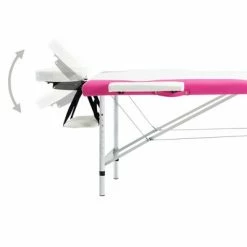 VidaXL Table de massage pliable 2 zones Aluminium Blanc et rose -Autres Soldes image 4 110234