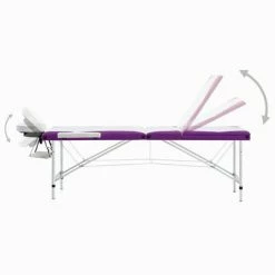 VidaXL Table de massage pliable 3 zones Aluminium Blanc et violet -Autres Soldes image 4 110241