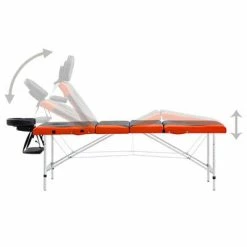VidaXL Table de massage pliable 4 zones Aluminium Noir et orange -Autres Soldes image 4 110243