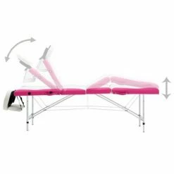 VidaXL Table de massage pliable 4 zones Aluminium Blanc et rose -Autres Soldes image 4 110250