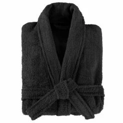 VidaXL Peignoir unisexe Terry 100 % Coton Noir M -Autres Soldes image 4 134607