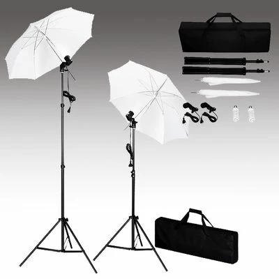 VidaXL Kit de studio photo avec toile de fond lampes et parapluies 4 VidaXL Kit de studio photo avec toile de fond lampes et parapluies – Image 4