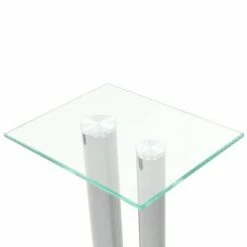 VidaXL Support haut-parleur 2pc Verre trempé Design 2 colonnes Argenté -Autres Soldes image 4 50674