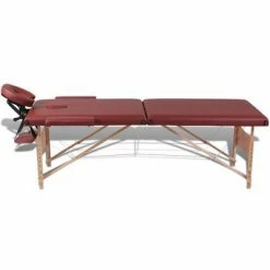 VidaXL Table pliable de massage Rouge 2 zones avec cadre en bois -Autres Soldes image 5 110076
