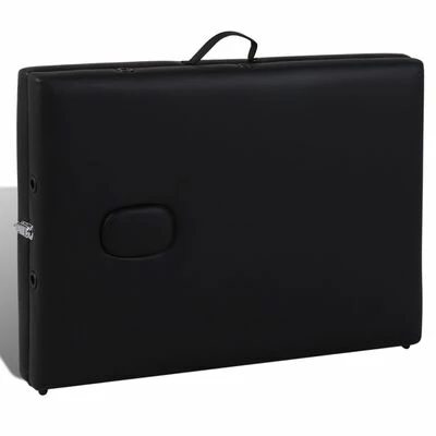 VidaXL Table pliable de massage Noir 2 zones avec cadre en bois 5 VidaXL Table pliable de massage Noir 2 zones avec cadre en bois – Image 5