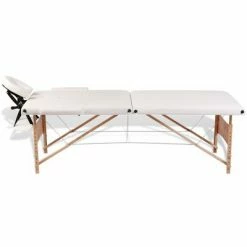 VidaXL Table pliable de massage Blanc crème 2 zones avec cadre en bois -Autres Soldes image 5 110078