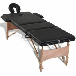 VidaXL Table pliable de massage Noir 3 zones avec cadre en bois -Autres Soldes image 5 110081
