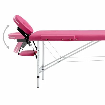 VidaXL Table de massage pliable 2 zones Aluminium Rose 5 VidaXL Table de massage pliable 2 zones Aluminium Rose – Image 5