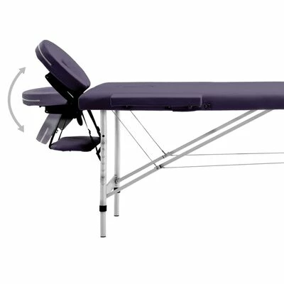 VidaXL Table de massage pliable 2 zones Aluminium Violet 5 VidaXL Table de massage pliable 2 zones Aluminium Violet – Image 5
