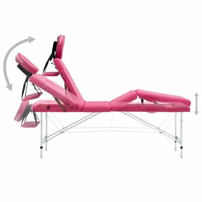 VidaXL Table de massage pliable 4 zones Aluminium Rose 5 VidaXL Table de massage pliable 4 zones Aluminium Rose – Image 5