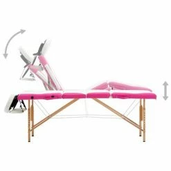 VidaXL Table de massage pliable 4 zones Bois Blanc et rose -Autres Soldes image 5 110226