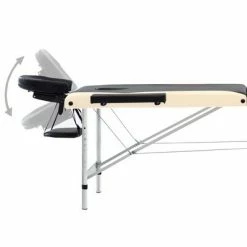VidaXL Table de massage pliable 3 zones Aluminium Noir et beige -Autres Soldes image 5 110237
