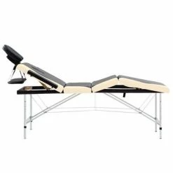 VidaXL Table de massage pliable 4 zones Aluminium Noir et beige -Autres Soldes image 5 110245