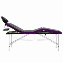 VidaXL Table de massage pliable 4 zones Aluminium Noir et violet -Autres Soldes image 5 110247
