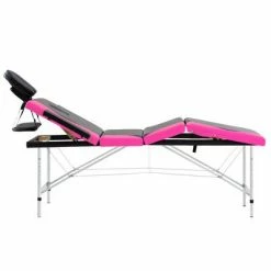 VidaXL Table de massage pliable 4 zones Aluminium Noir et rose -Autres Soldes image 5 110248