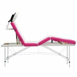 VidaXL Table de massage pliable 4 zones Aluminium Blanc et rose -Autres Soldes image 5 110250