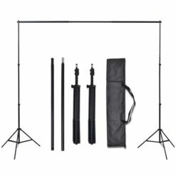 VidaXL Kit de studio photo et 3 toiles de fond réglables Coton 3x6 m -Autres Soldes image 5 275420
