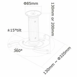 NewStar Support réglable de plafond pour projecteur 13-20 cm Argenté -Autres Soldes image 5 437095