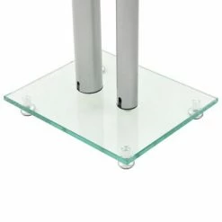 VidaXL Support haut-parleur 2pc Verre trempé Design 2 colonnes Argenté -Autres Soldes image 5 50674