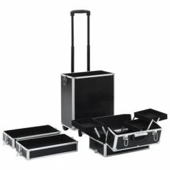 VidaXL Chariot de maquillage Aluminium Noir avec motif de crocodile 10 VidaXL Chariot de maquillage Aluminium Noir avec motif de crocodile -Autres Soldes image 5 91817
