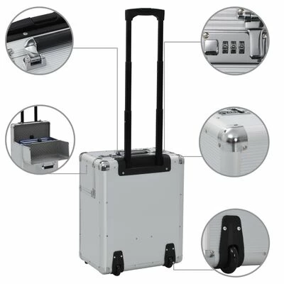 VidaXL Valise de pilote 39 x 47 x 25 cm Argenté Aluminium 5 VidaXL Valise de pilote 39 x 47 x 25 cm Argenté Aluminium – Image 5