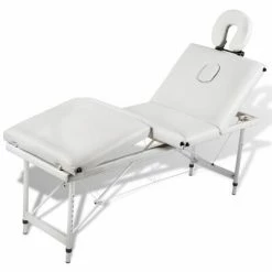 VidaXL Table pliable de massage Blanc crème 4 zones au cadre aluminium 11 VidaXL Table pliable de massage Blanc crème 4 zones au cadre aluminium -Autres Soldes image 6 110100