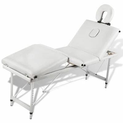 VidaXL Table pliable de massage Blanc crème 4 zones au cadre aluminium 6 VidaXL Table pliable de massage Blanc crème 4 zones au cadre aluminium – Image 6