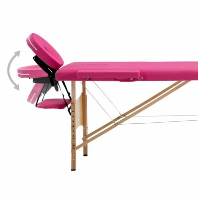 VidaXL Table de massage pliable 2 zones Bois Rose 6 VidaXL Table de massage pliable 2 zones Bois Rose – Image 6