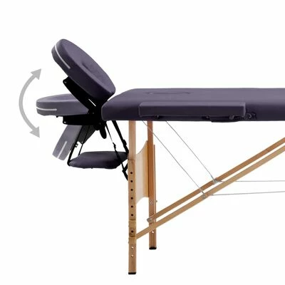 VidaXL Table de massage pliable 4 zones Bois Violet 6 VidaXL Table de massage pliable 4 zones Bois Violet – Image 6