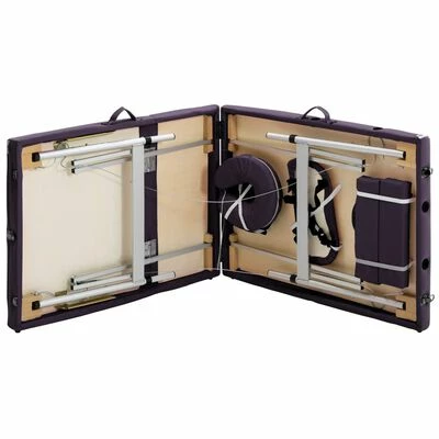 VidaXL Table de massage pliable 3 zones Aluminium Violet 6 VidaXL Table de massage pliable 3 zones Aluminium Violet – Image 6