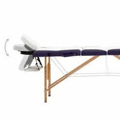 VidaXL Table de massage pliable 4 zones Bois Blanc et violet -Autres Soldes image 6 110225