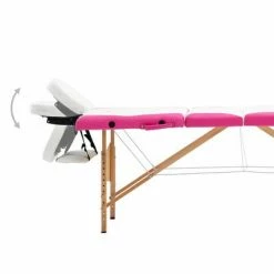VidaXL Table de massage pliable 4 zones Bois Blanc et rose -Autres Soldes image 6 110226