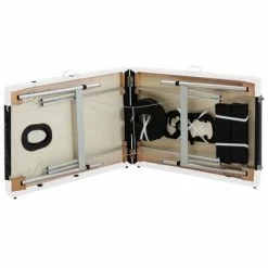 VidaXL Table de massage pliable 2 zones Aluminium Noir et blanc -Autres Soldes image 6 110228