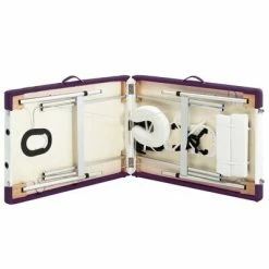 VidaXL Table de massage pliable 2 zones Aluminium Blanc et violet -Autres Soldes image 6 110233