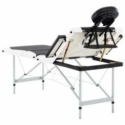 VidaXL Table de massage pliable 4 zones Aluminium Noir et blanc -Autres Soldes image 6 110244